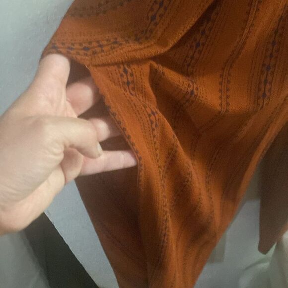 Womens Geometric Print Burnt Orange Rust Slit Leg Jumpsuit - Picture 7 of 8